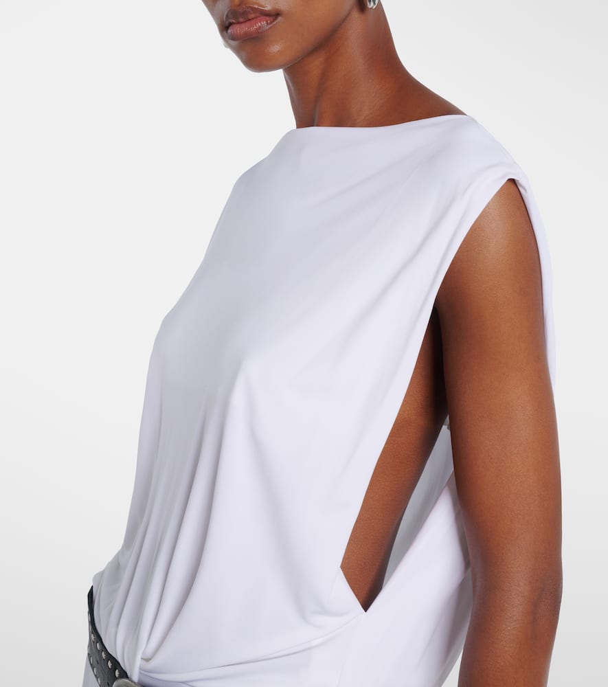 Belted draped jersey maxi dress