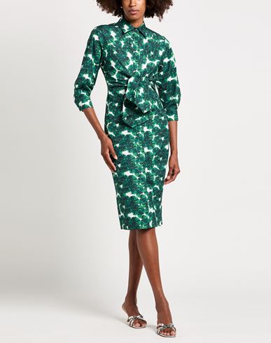 Woman Midi dress Dark green Size 2 Cotton
