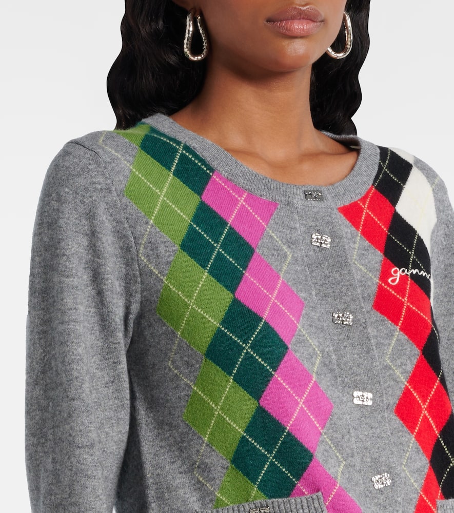 Ganni Argyle wool and cashmere cardigan