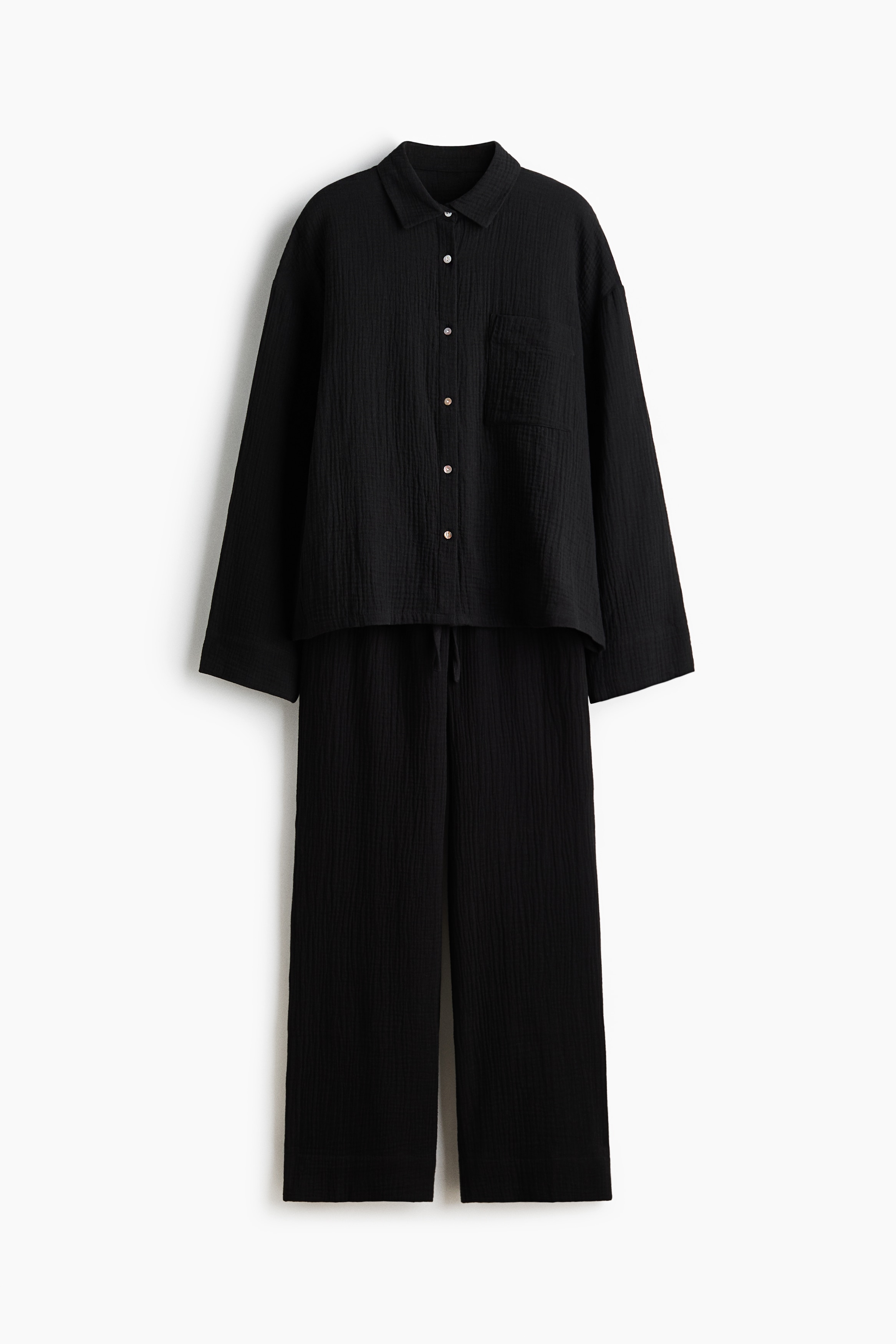 Cotton Muslin Pyjama Set - Black