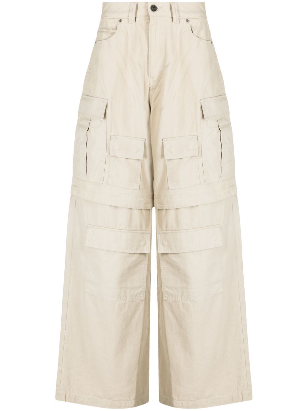 Wide-leg cargo trousers - Brown