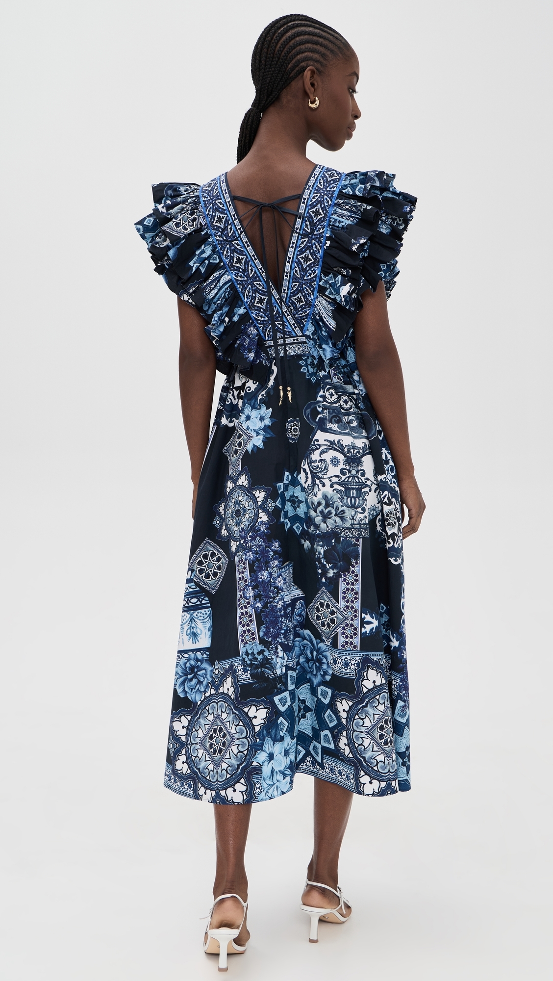 Double Frill Sleeve Midi Dress A Tiled Wonderland