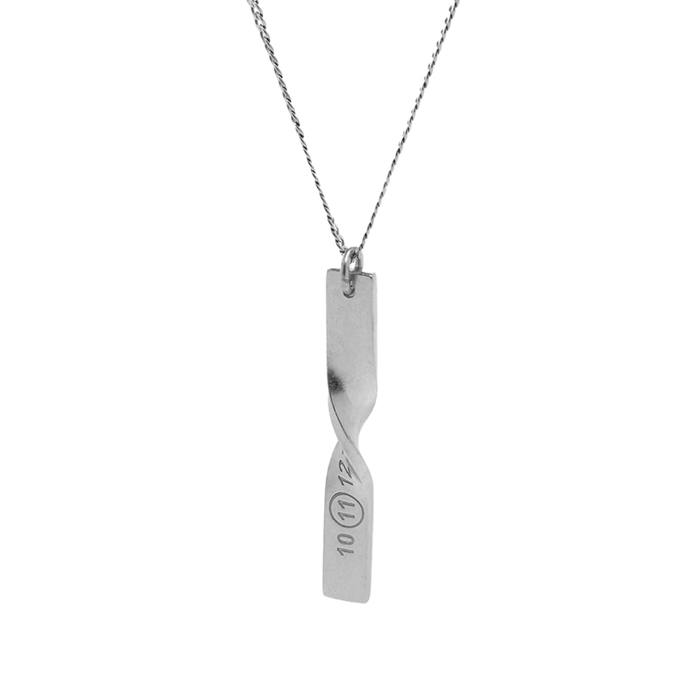 Men's Twisted Number Logo Bar Necklace in Palladium 