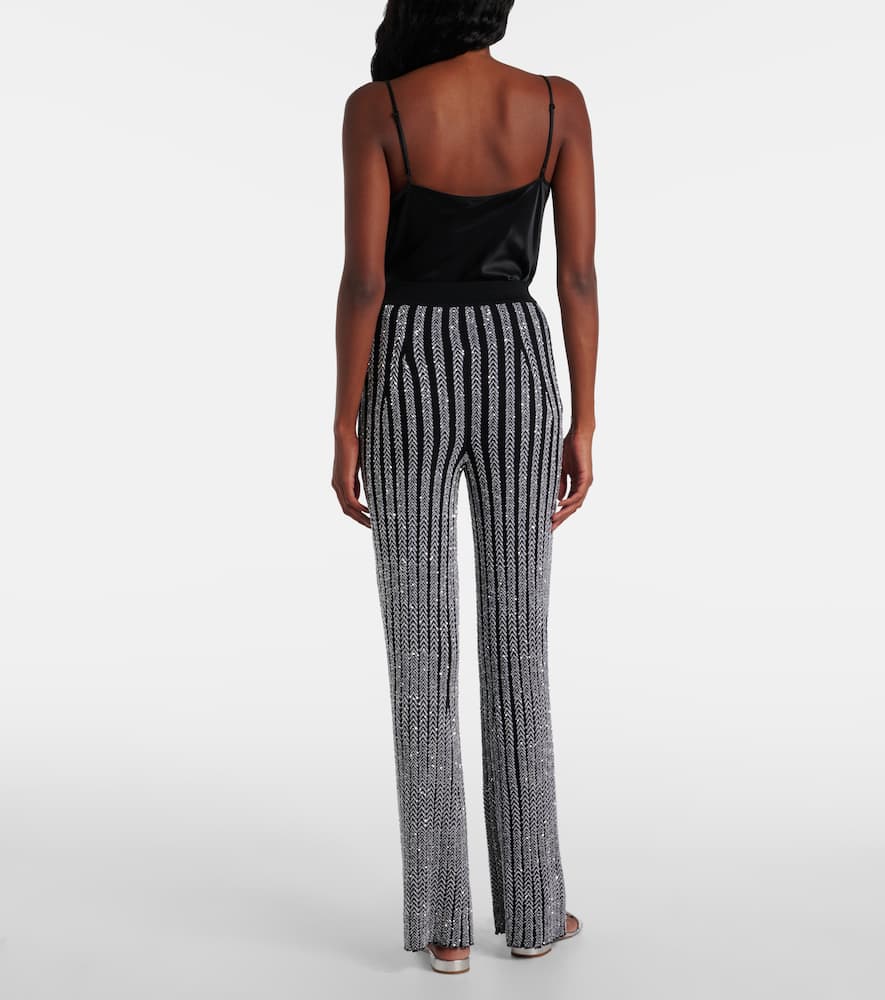 Chevron lamé flared pants