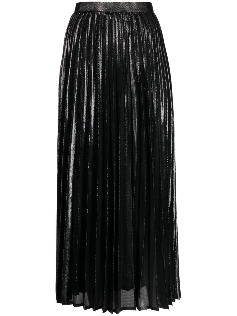 Metallic-threading pleated skirt - Black