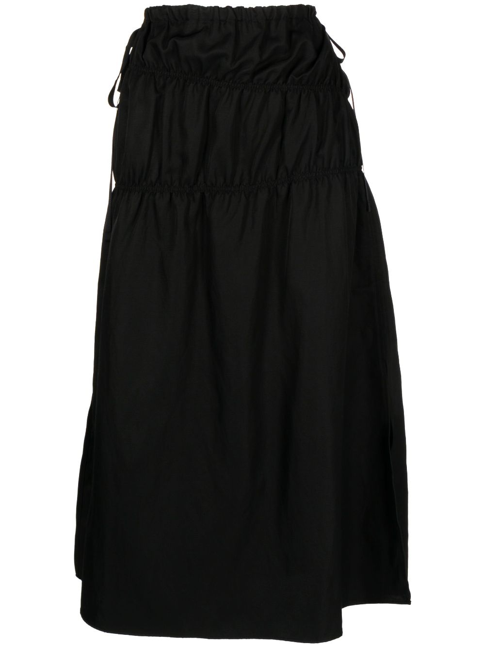 Midi ruched straight skirt - Black