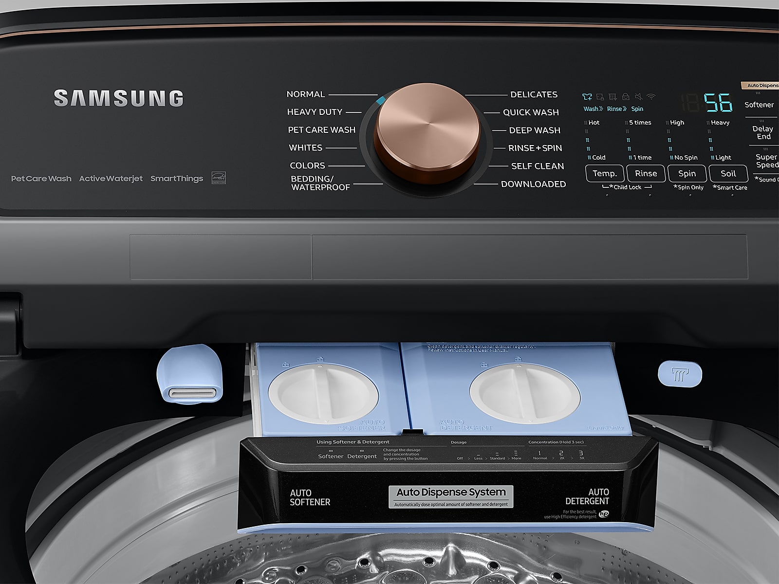 5.4 cu. ft. Extra-Large Capacity Smart Top Load Washer with Pet Care Solution and Auto Dispense System in Brushed Black(WA54CG7550AVA4)