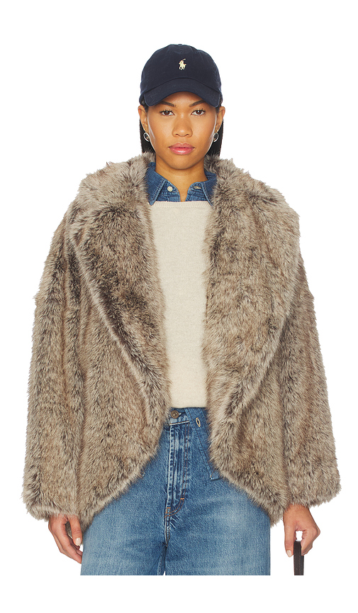 LAMARQUE Lucinda Faux Fur Jacket in Brown. XS. Also in L, M