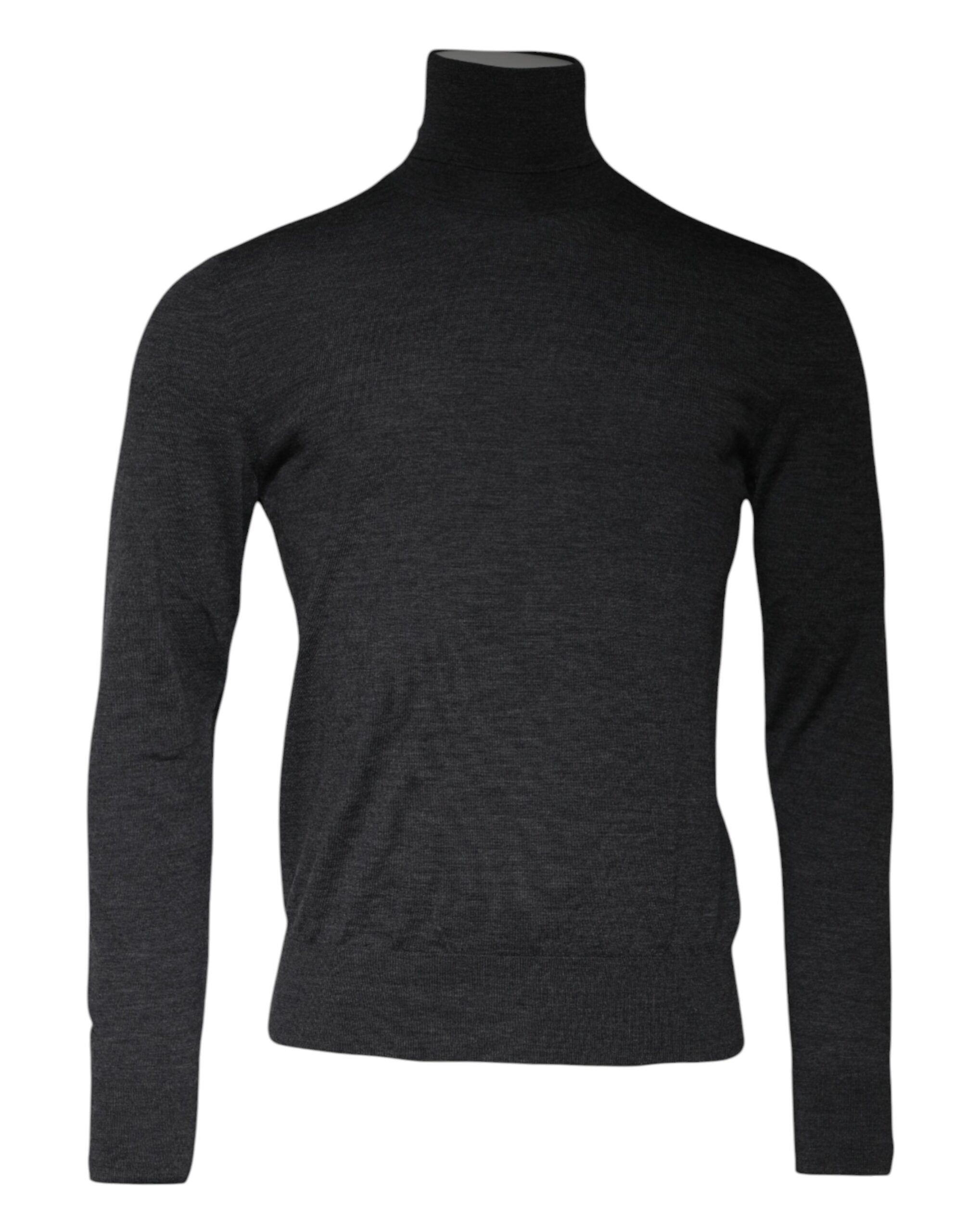 Virgin Wool Turtleneck Sweater — Gray
