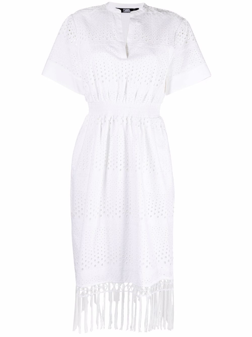 Tassel-detail short-sleeve dress