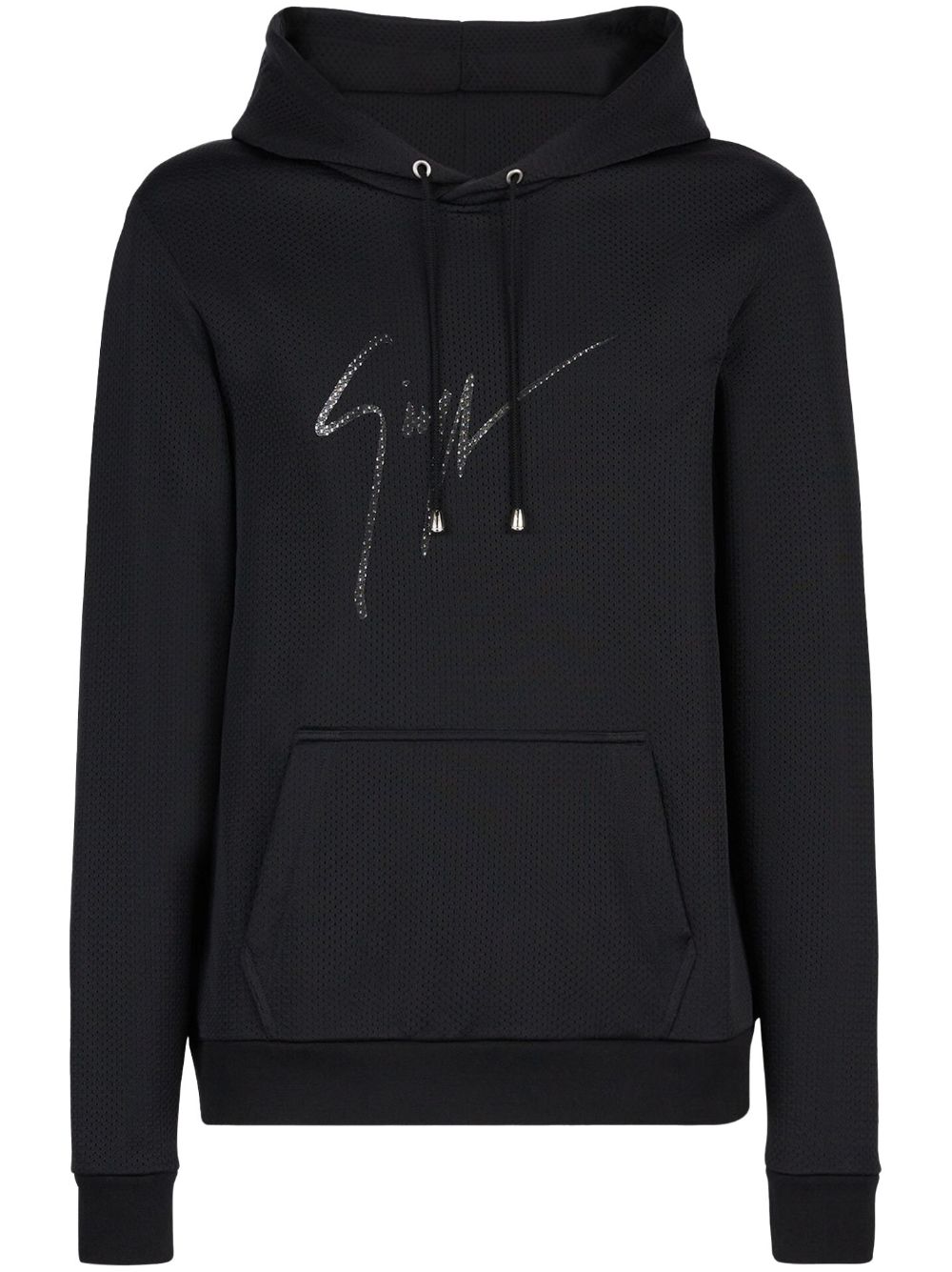 Logo-print cotton hoodie - Black