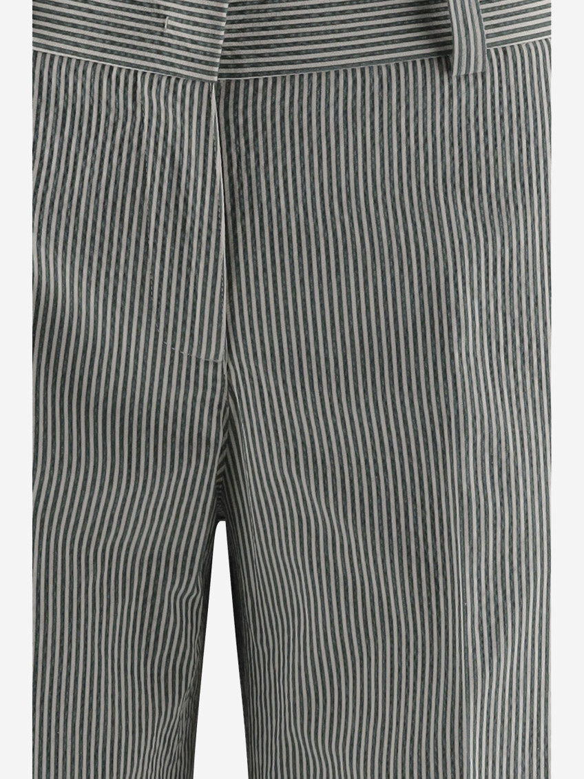 Cotton Blend Pants With Striped Pattern