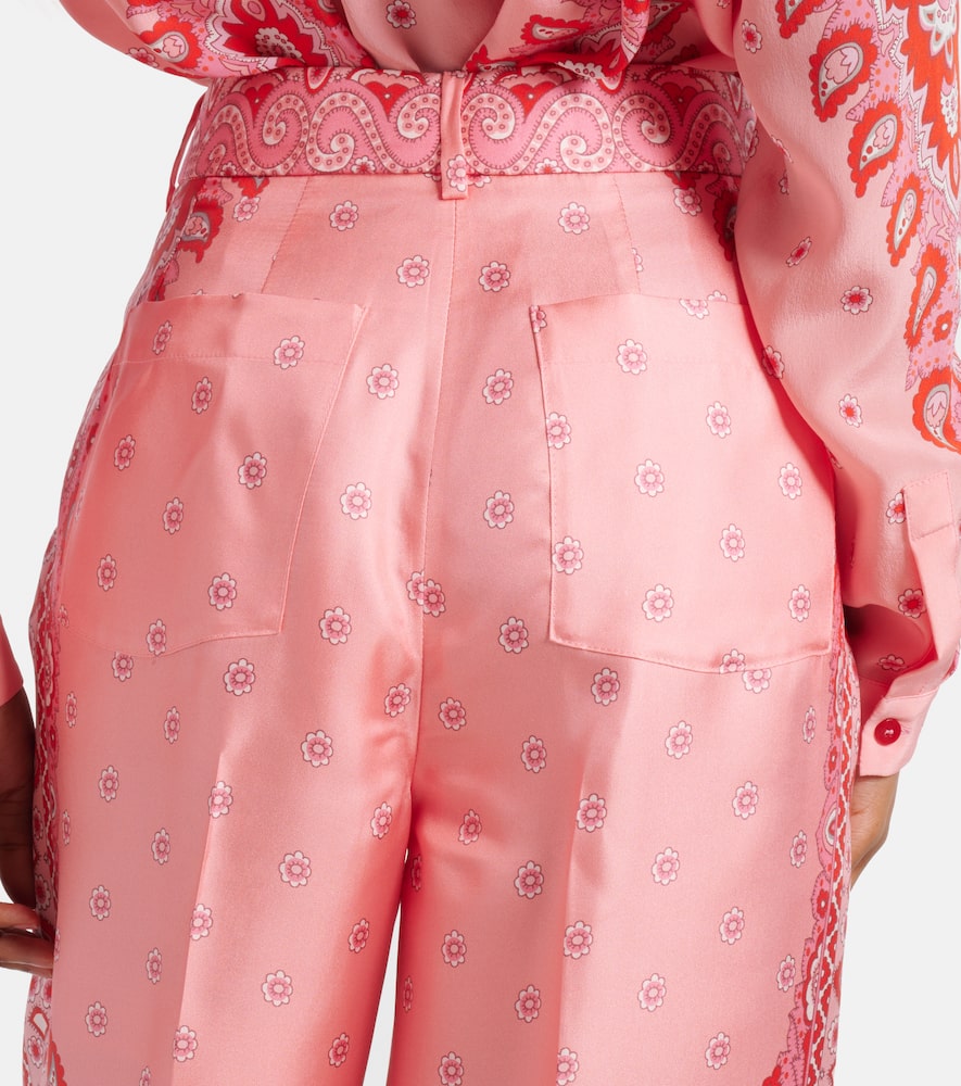 Paisley silk straight pants