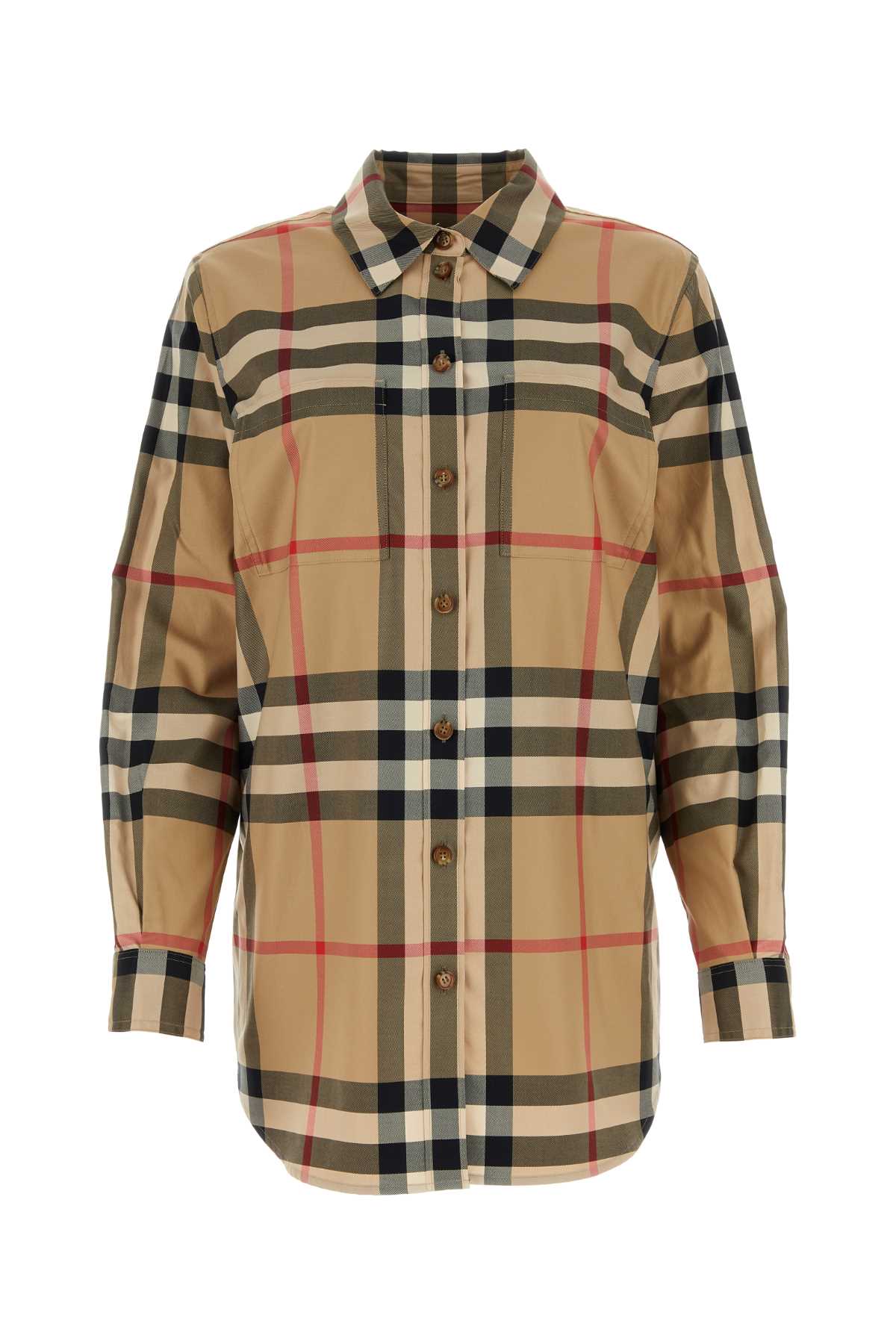 Checked Cotton Shirt — Beige