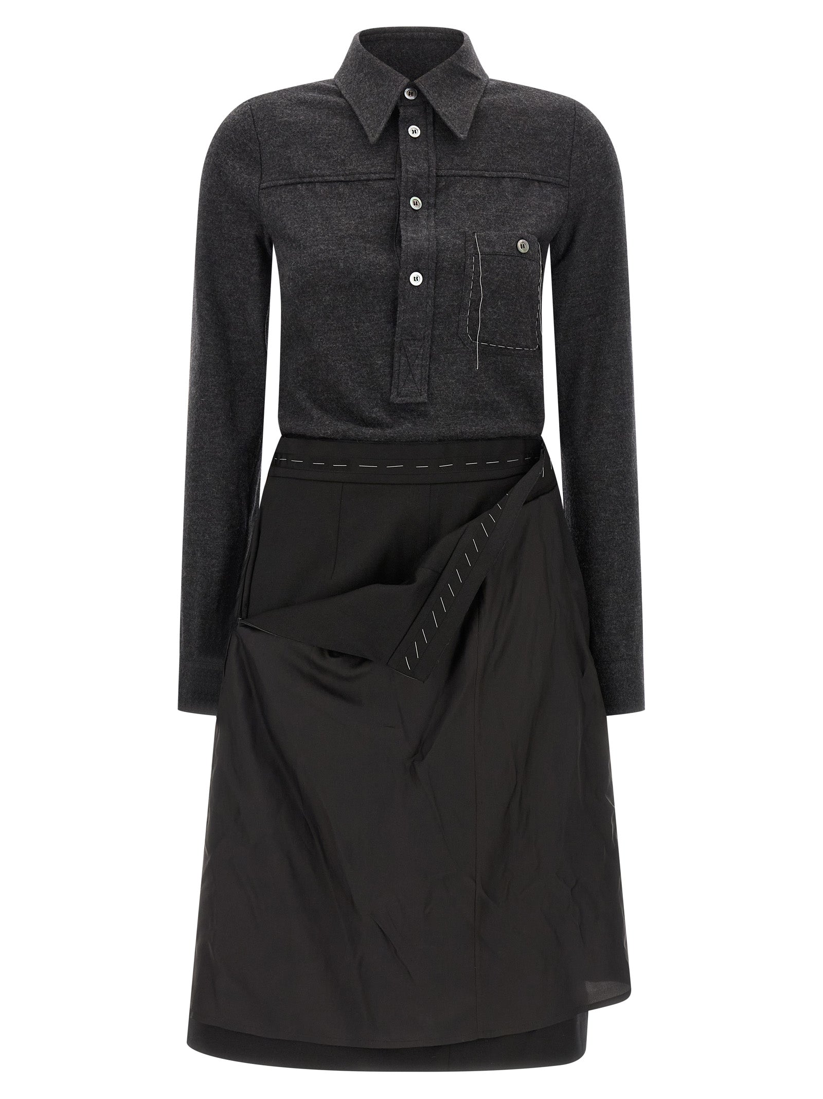 Virgin Wool Midi Dress — Gray