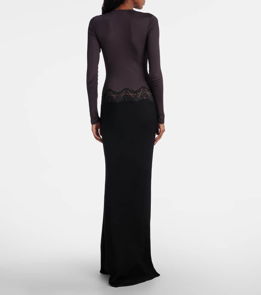 Cutout lace-trimmed maxi dress