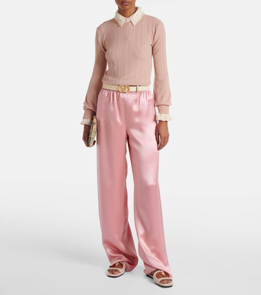 Valentino Garavani VLogo cutout faux shearling slides