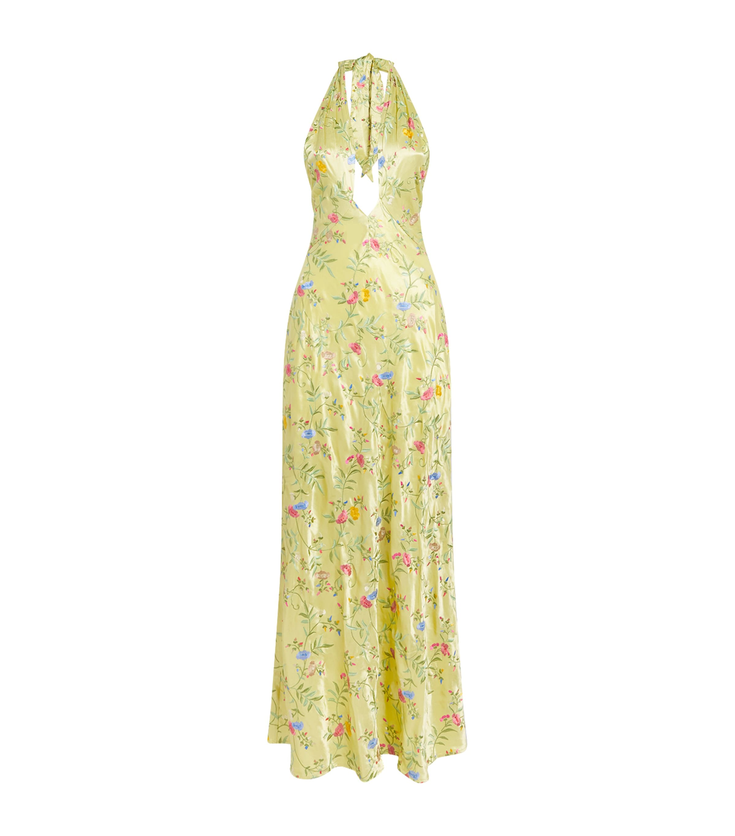 Satin Floral Dune Maxi Dress