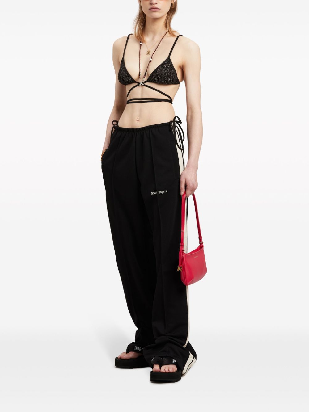Side-stripe track pants - Black