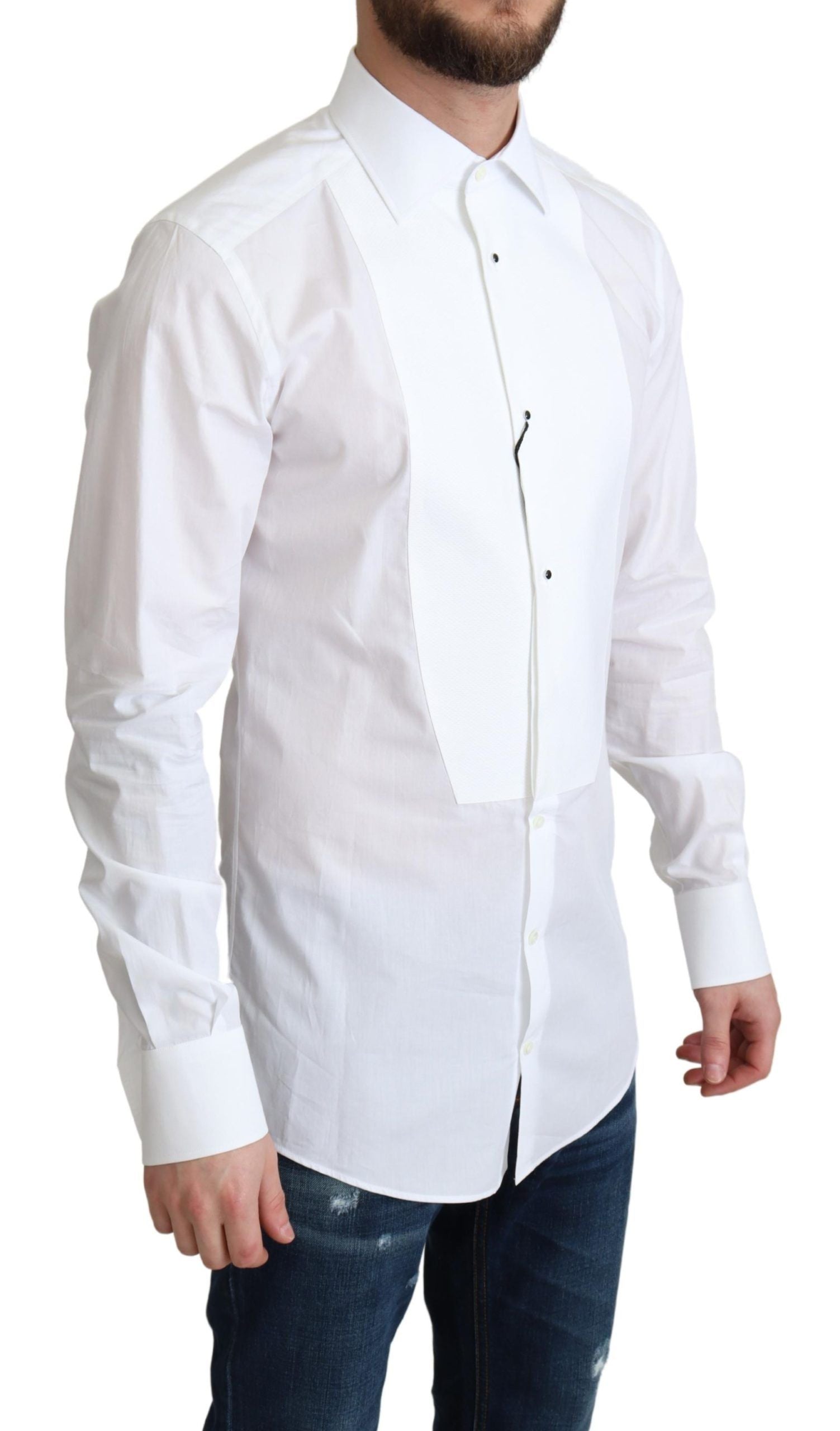 Cotton Poplin Bib Shirt — White