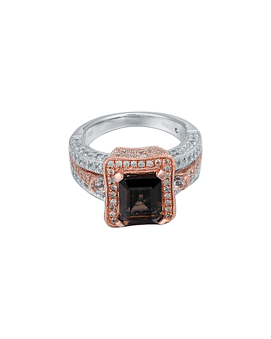 Silver 5.45 ct. tw. Smoky Quartz & White Topaz Ring