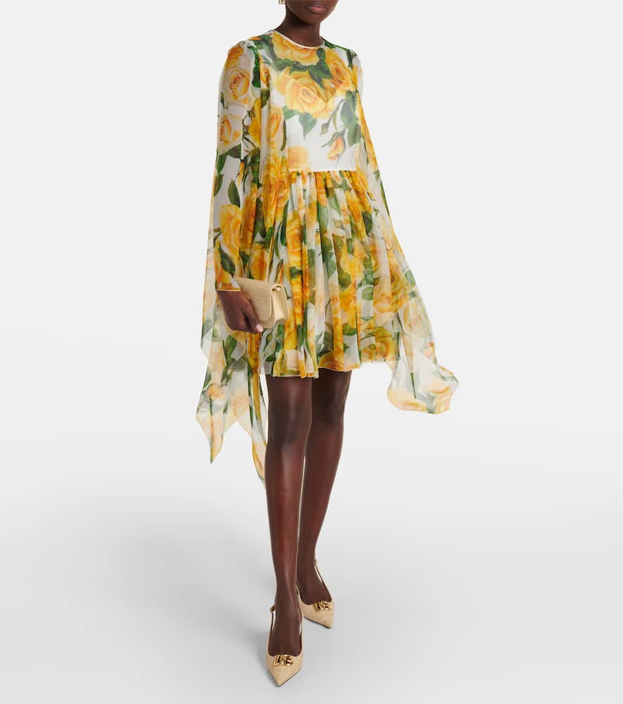 Floral silk chiffon minidress