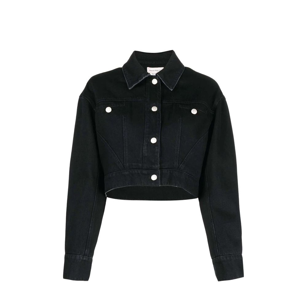 Cropped Denim Jacket — Black