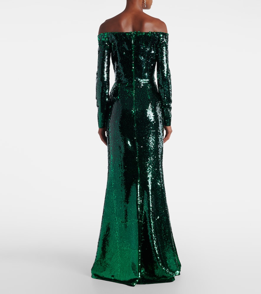 Sequined off-shoulder gown