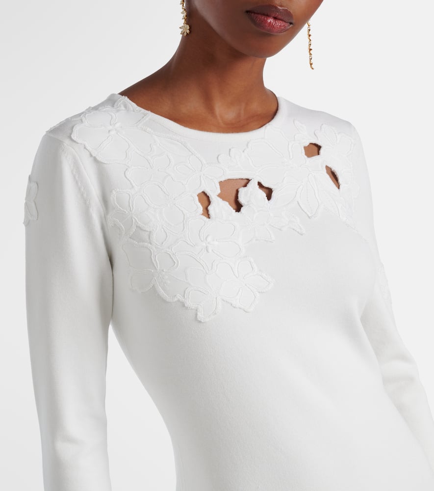 Lace-trimmed asymmetric midi dress