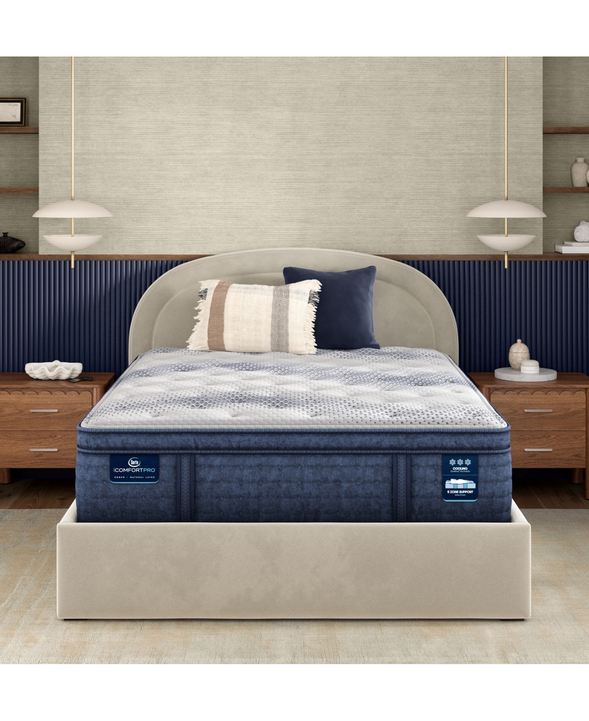 "iComfortPro Buckingham 16"" Latex Foam Plush Pillow Top Mattress Set - Queen Split"