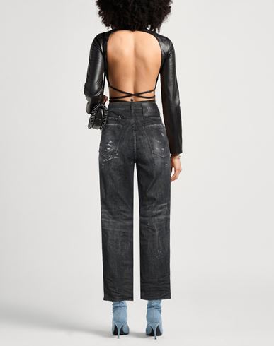 Dsquared2 Woman Jeans Charcoal Size 0 Cotton, Elastane, Calfskin