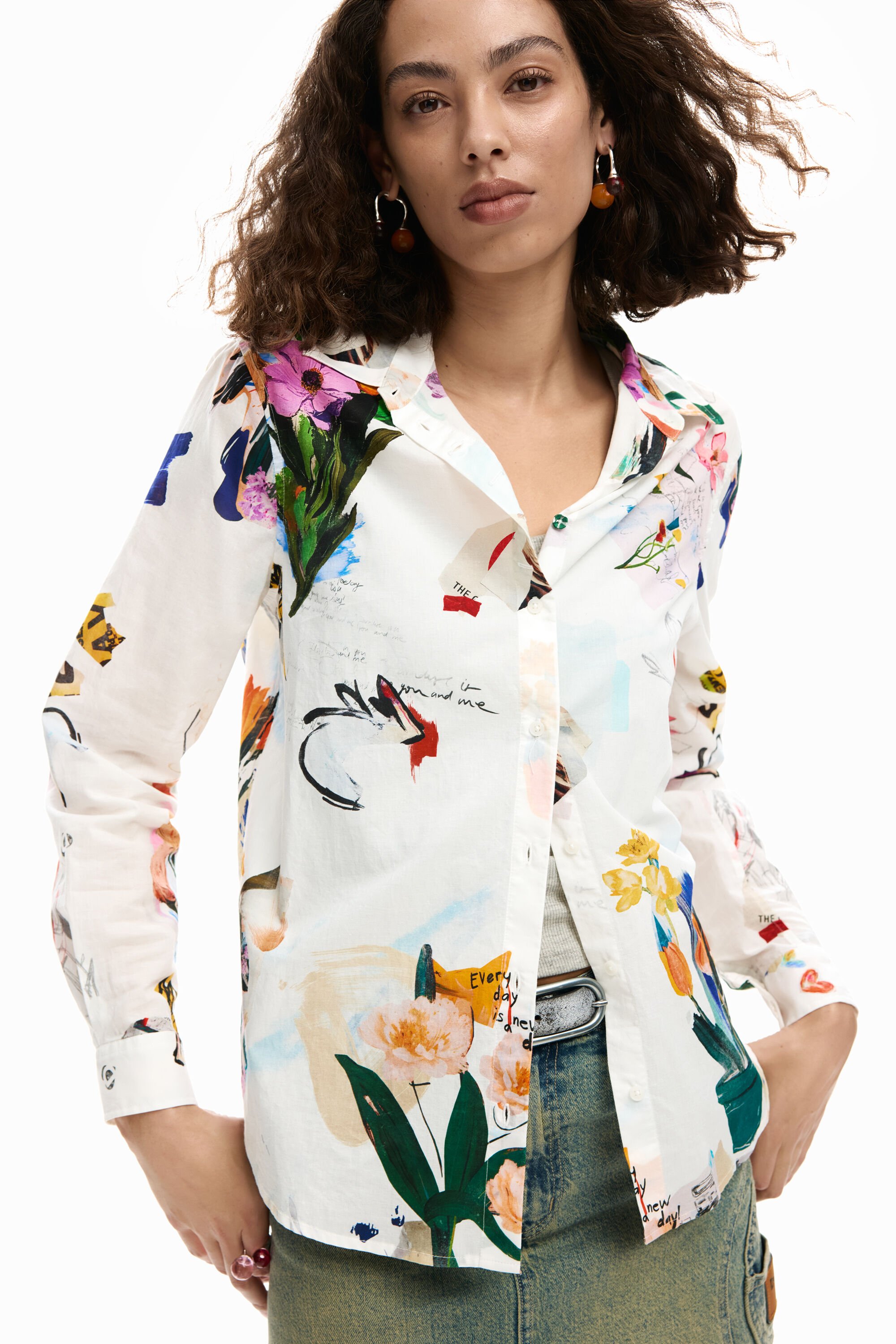 Collage shirt with flower
