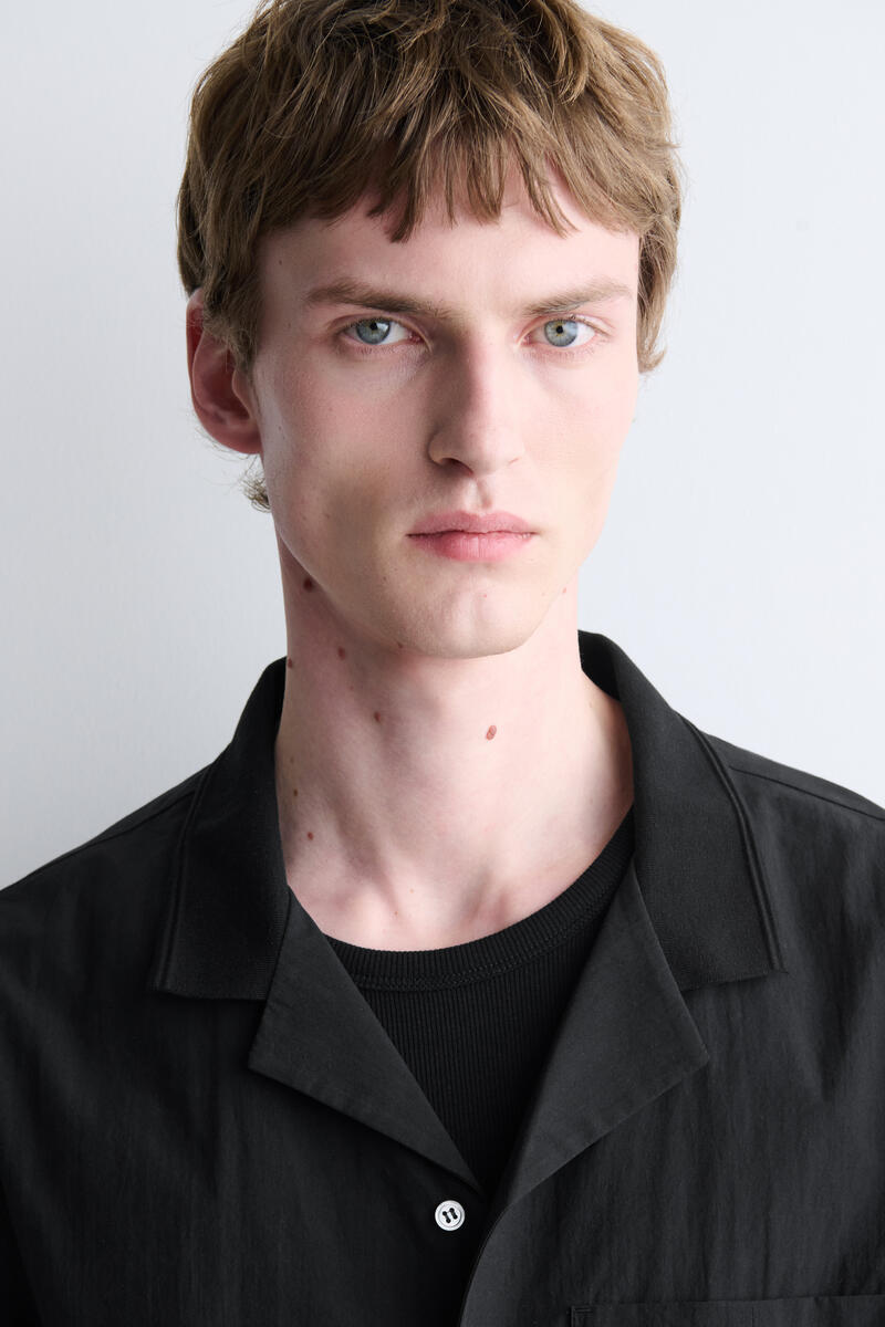 Camp-Collar Cotton Shirt