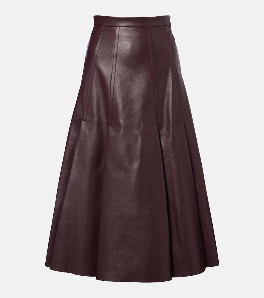 Kensie high-rise leather midi skirt