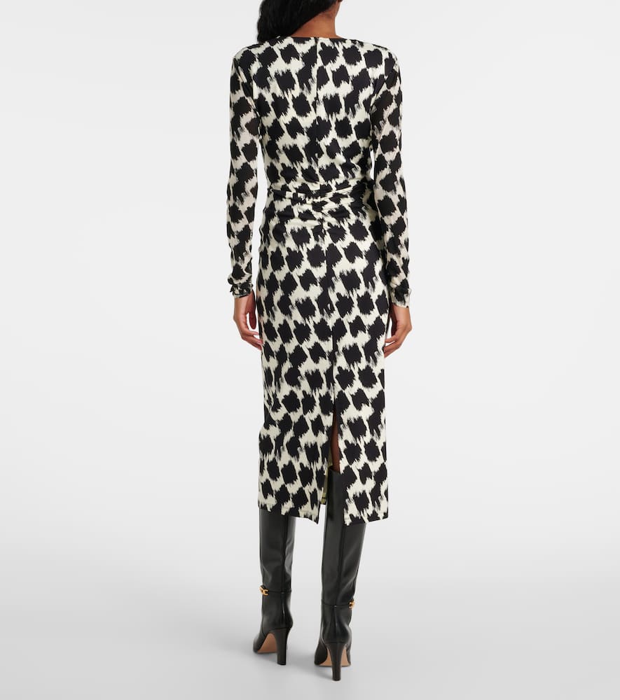 DVF★Libra printed gathered midi dress Libra printed gathered midi dress in white - Diane Von