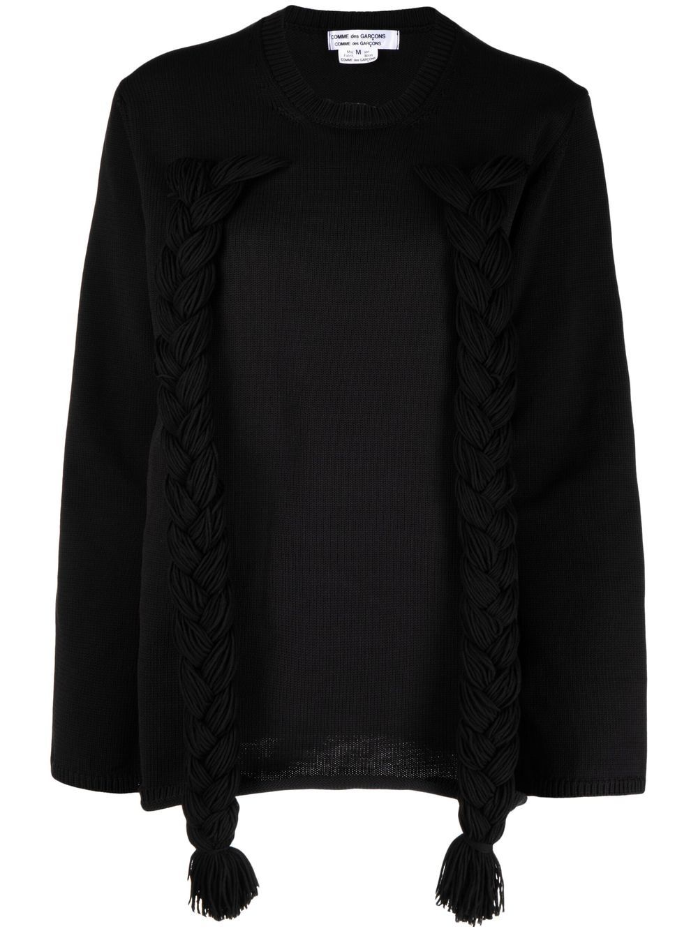 Braided-detail long-sleeve jumper - White