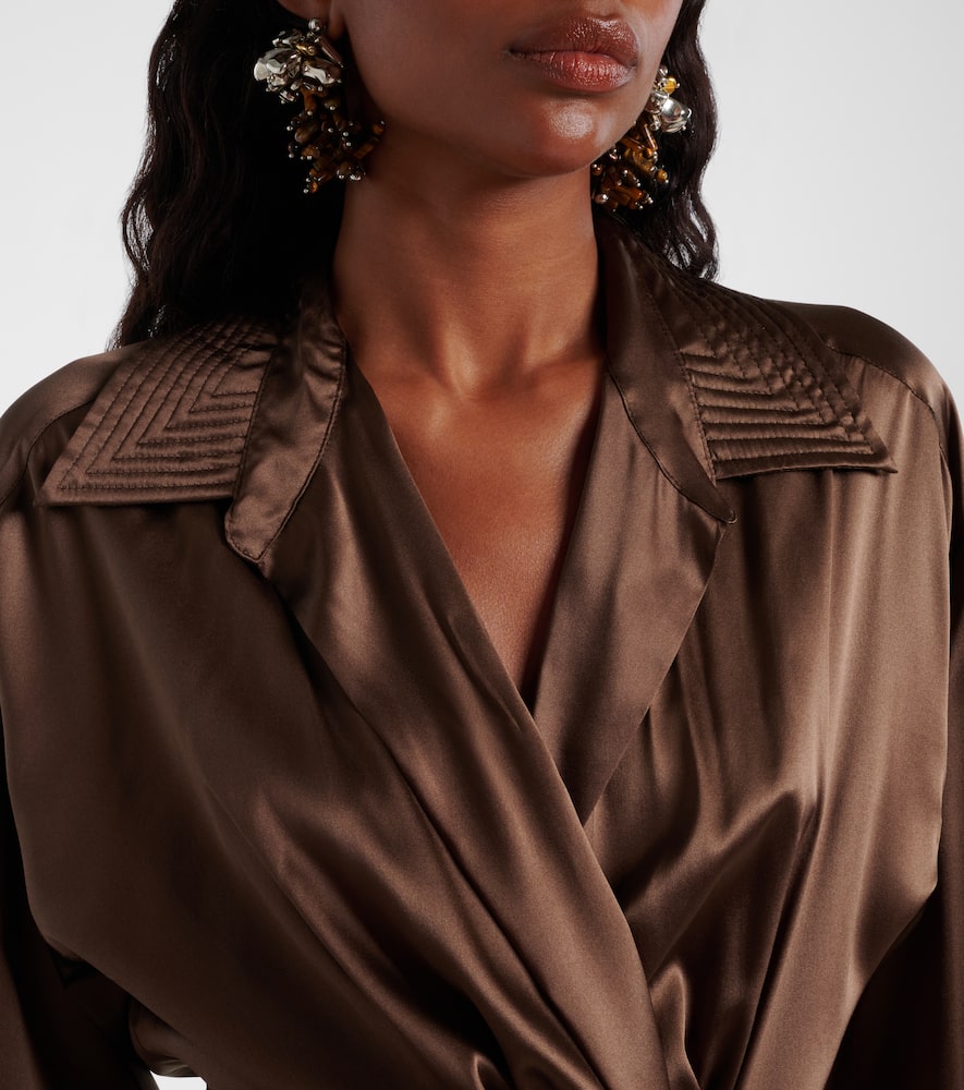 Draped silk-blend shirt