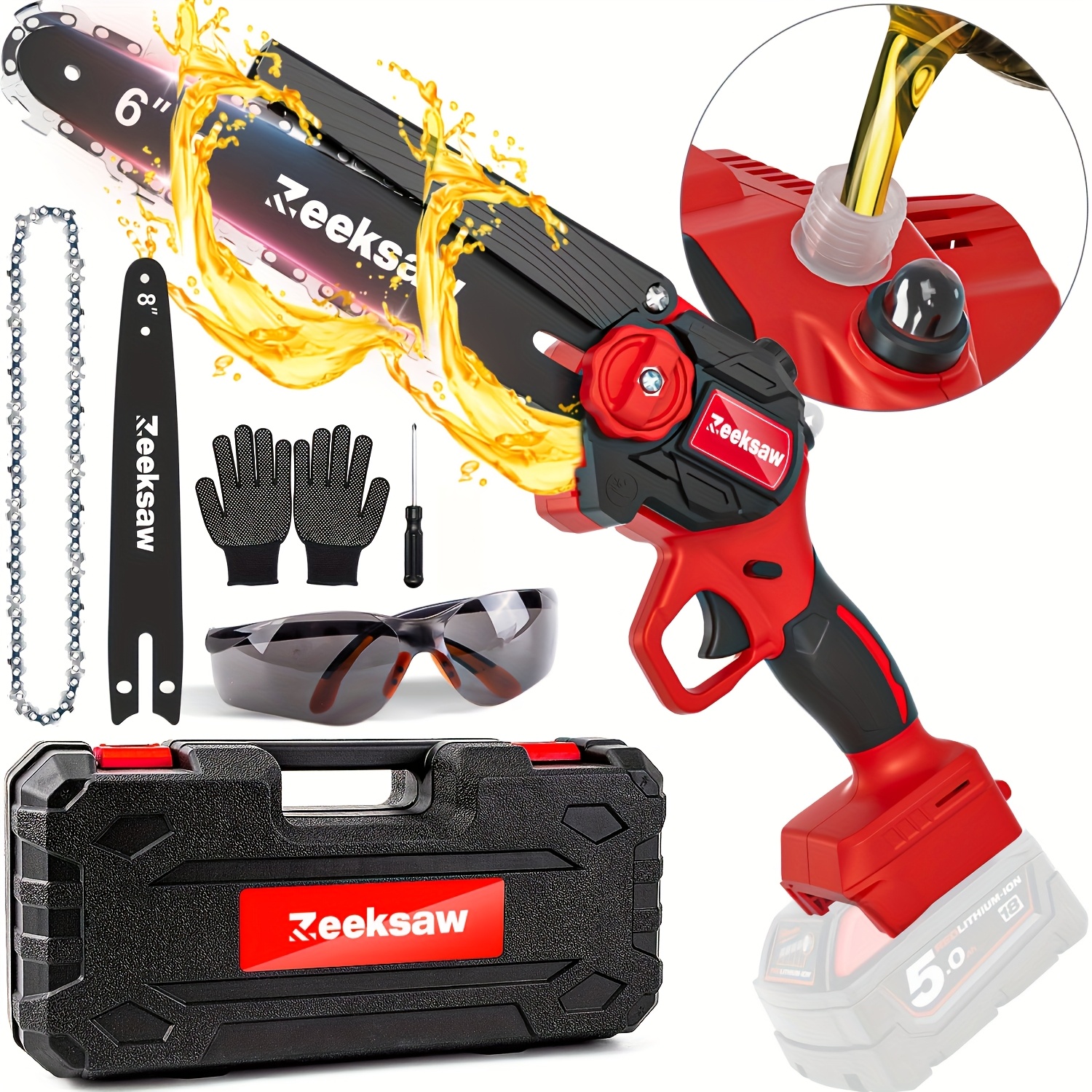 TEMU For 2-in-1 Mini Chainsaw For no Battery, 6" & 8" Electric Handheld Chainsaw With & Auto & Security Lock, [2026 Upgraded] Light Weight Chain
