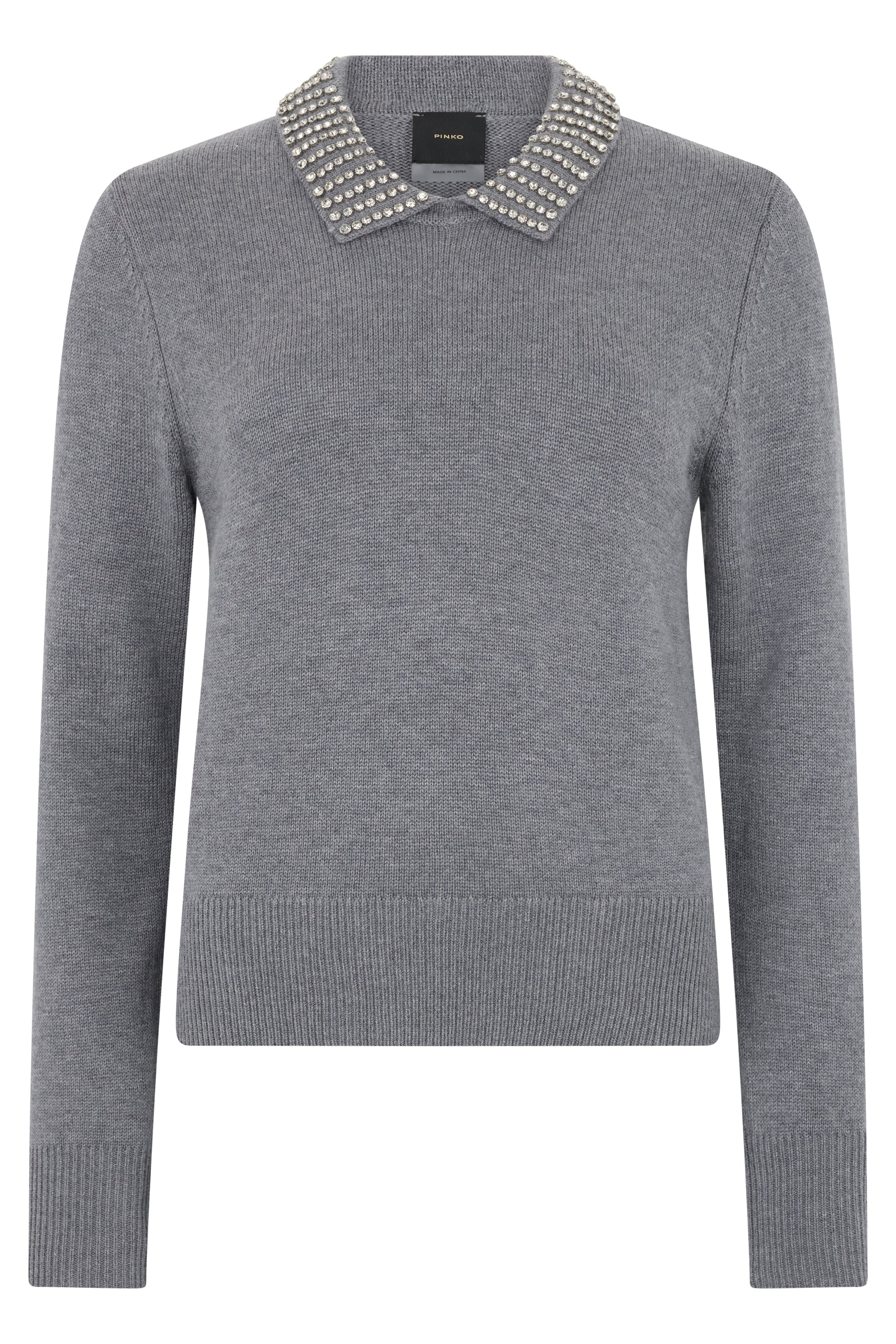Polo-Collar Wool-Blend Sweater with Ribbed Trims