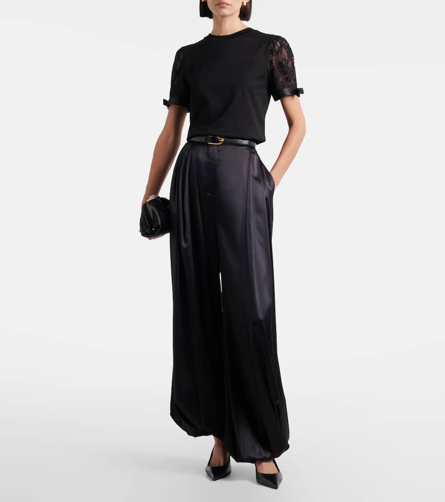 Lace-trimmed cotton jersey T-shirt