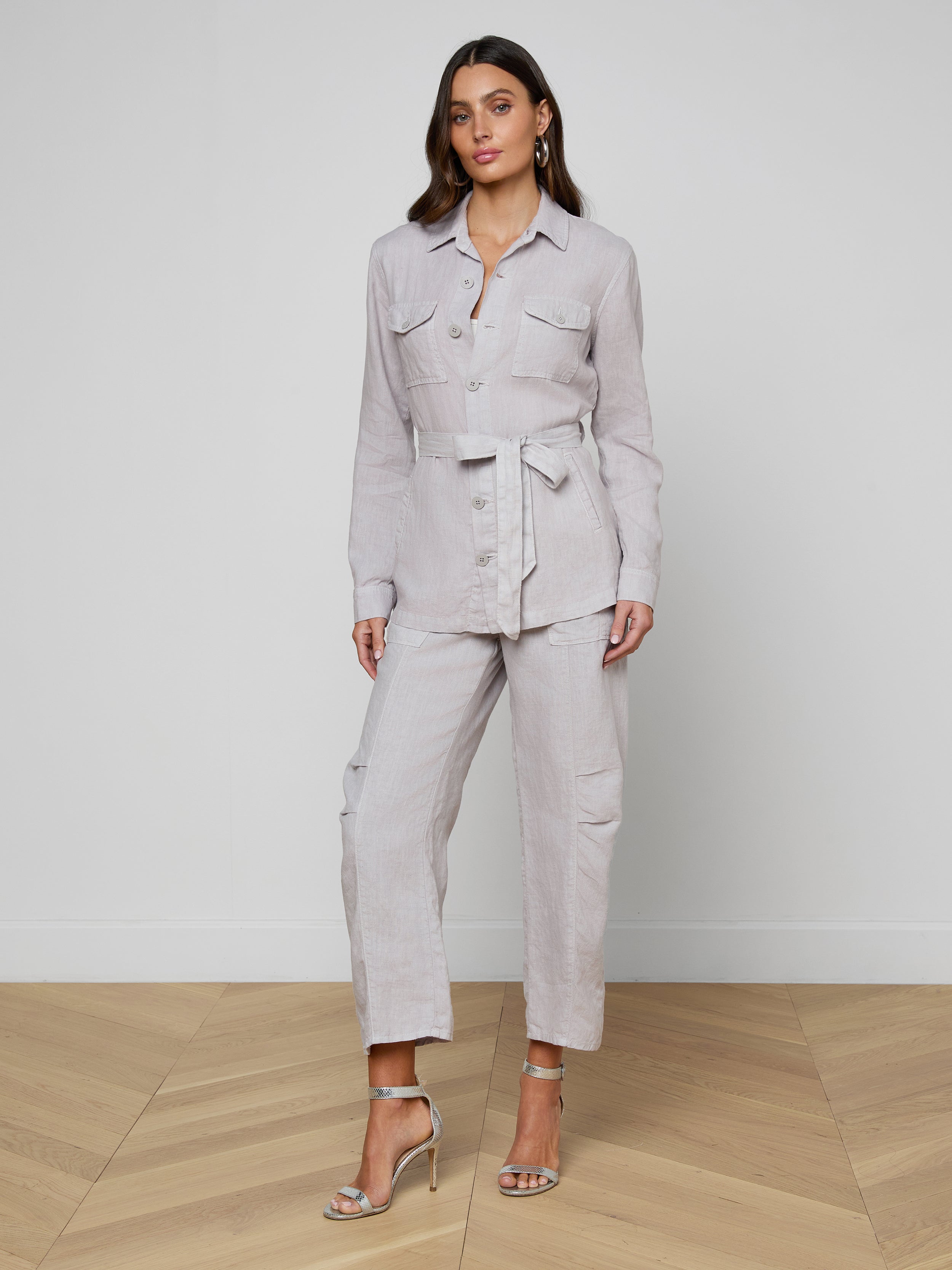 Samaya Linen Jacket In Light Pewter