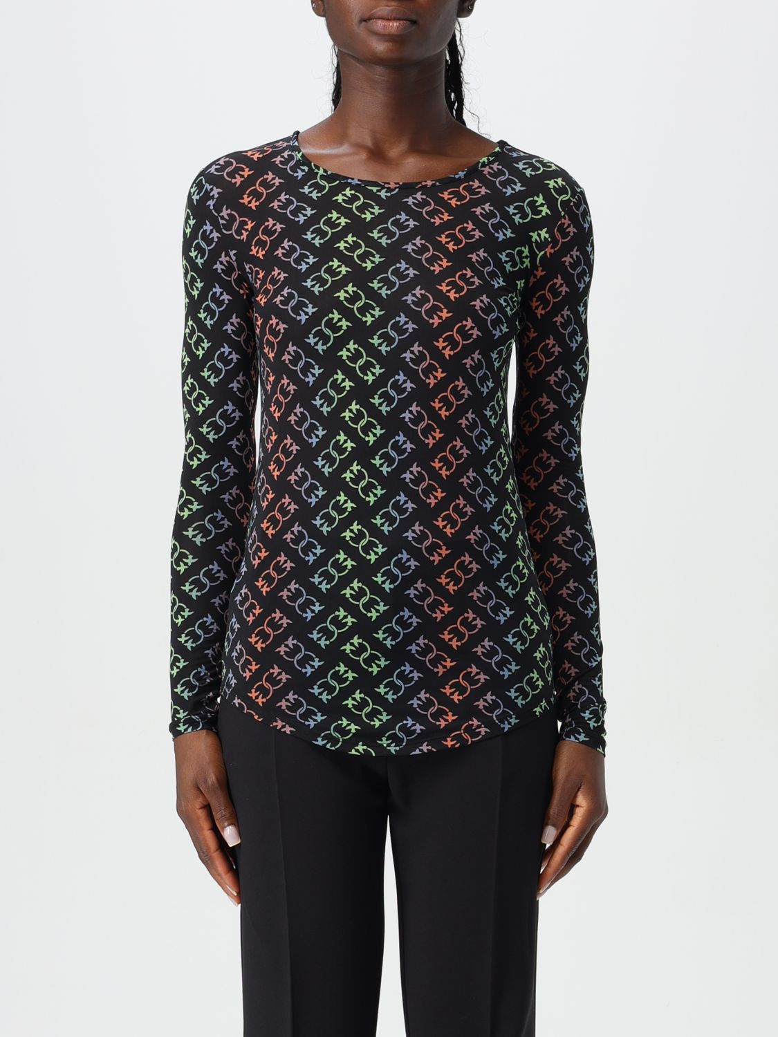 Love Birds monogram blouse - Black