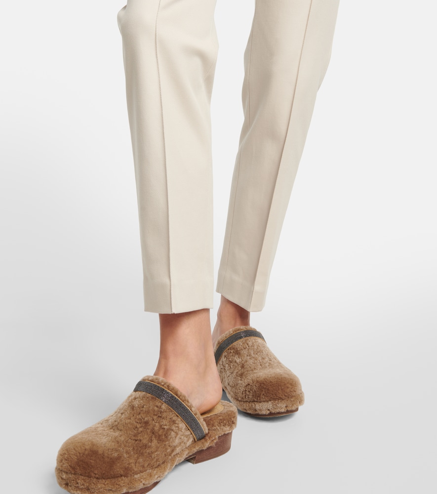 Cotton-blend slim pants