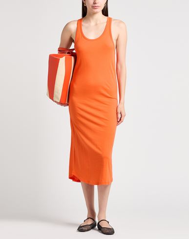 Woman Midi dress Orange Size 1 Cotton