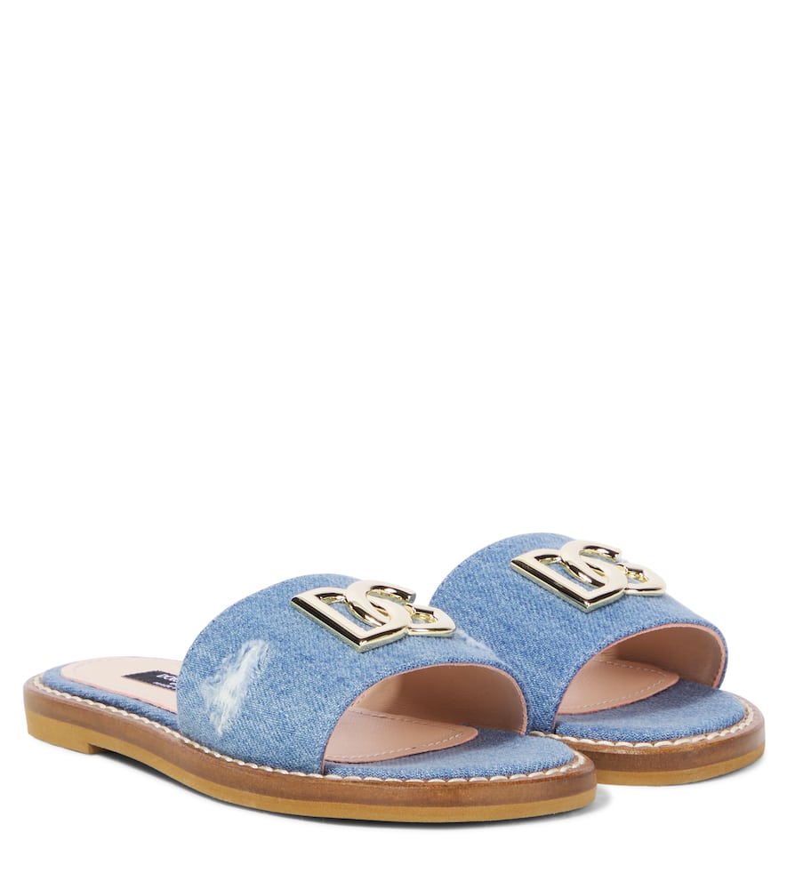 DG distressed denim slides