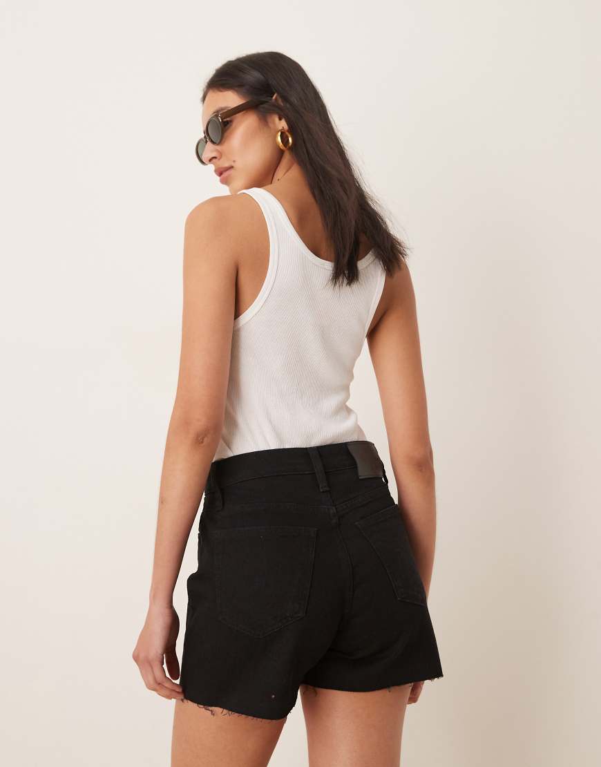 Calvin Klein Jeans raw hem mom shorts in black wash