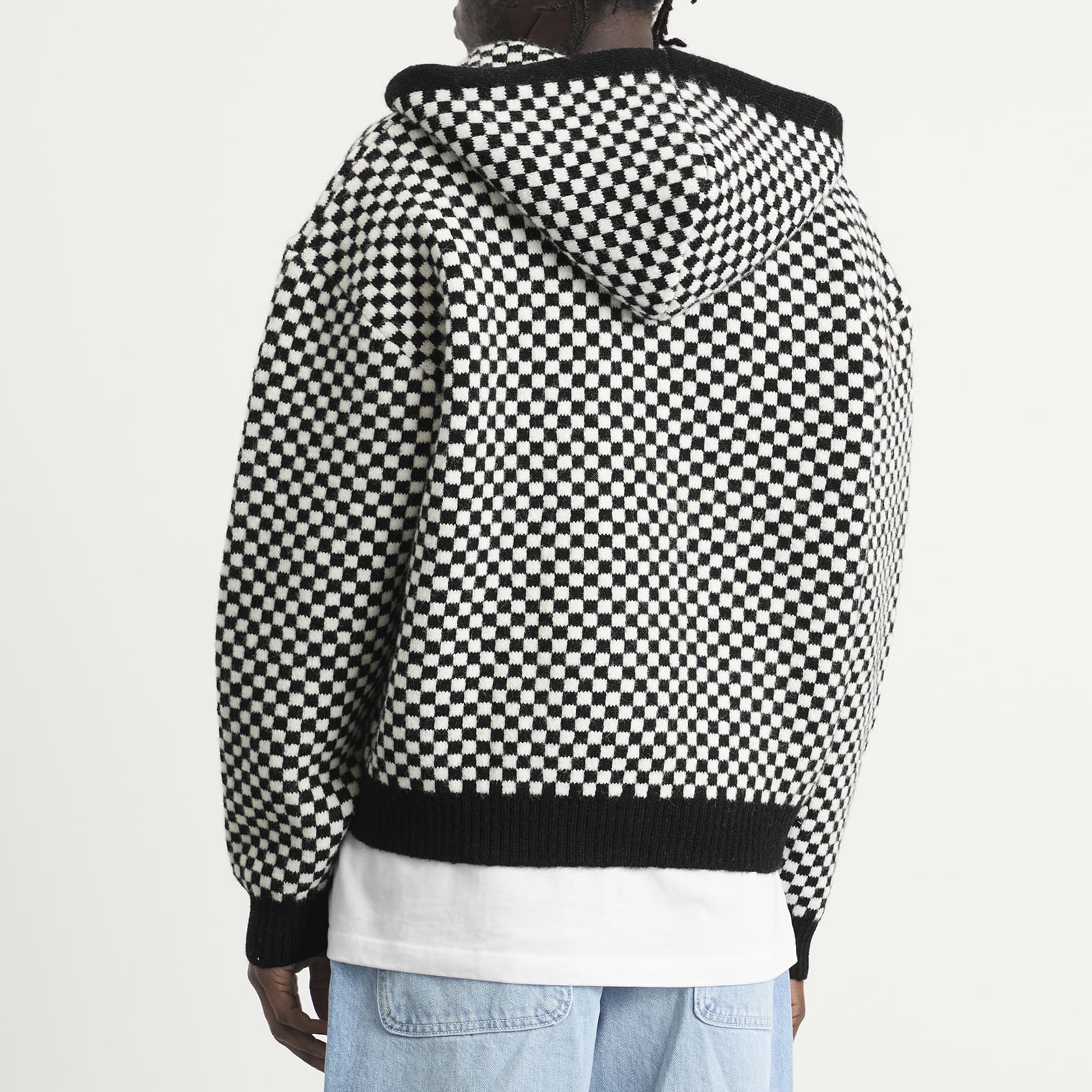 Men's Checked Knitted Jacket Black/White
