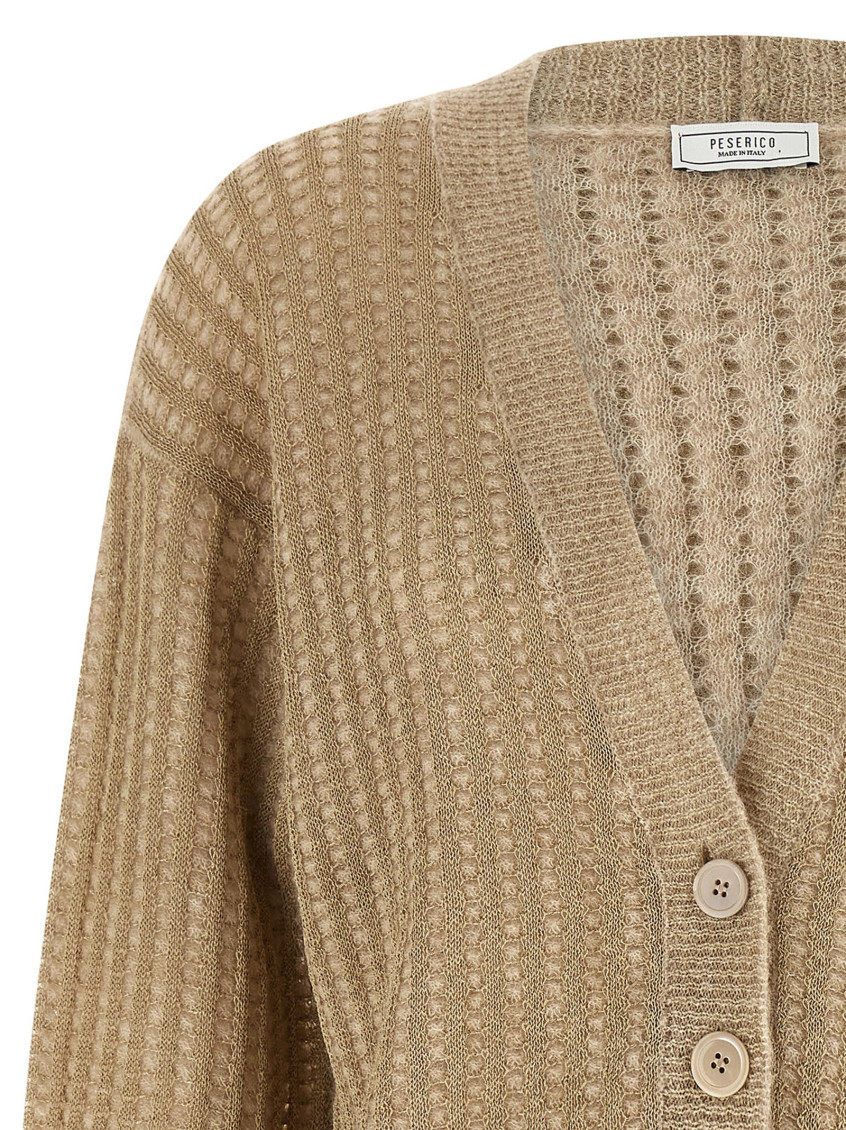 Waffle Lamé Cardigan
