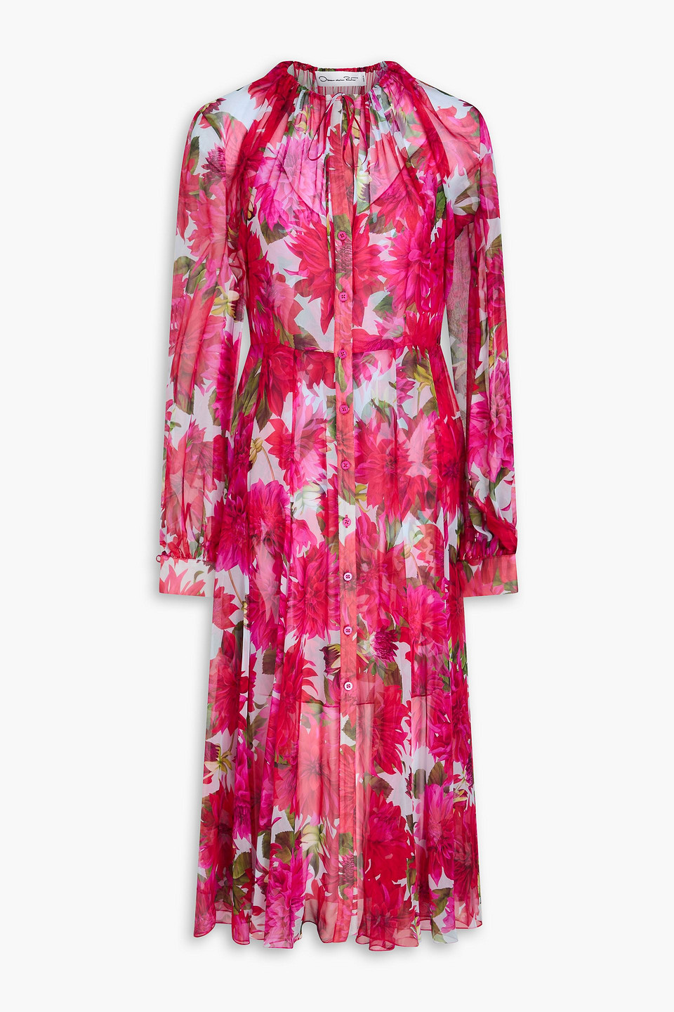Floral-print silk-chiffon midi dress - Pink - US 0
