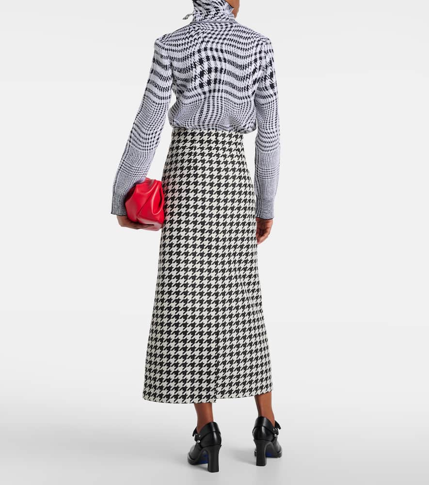 Houndstooth twill maxi skirt